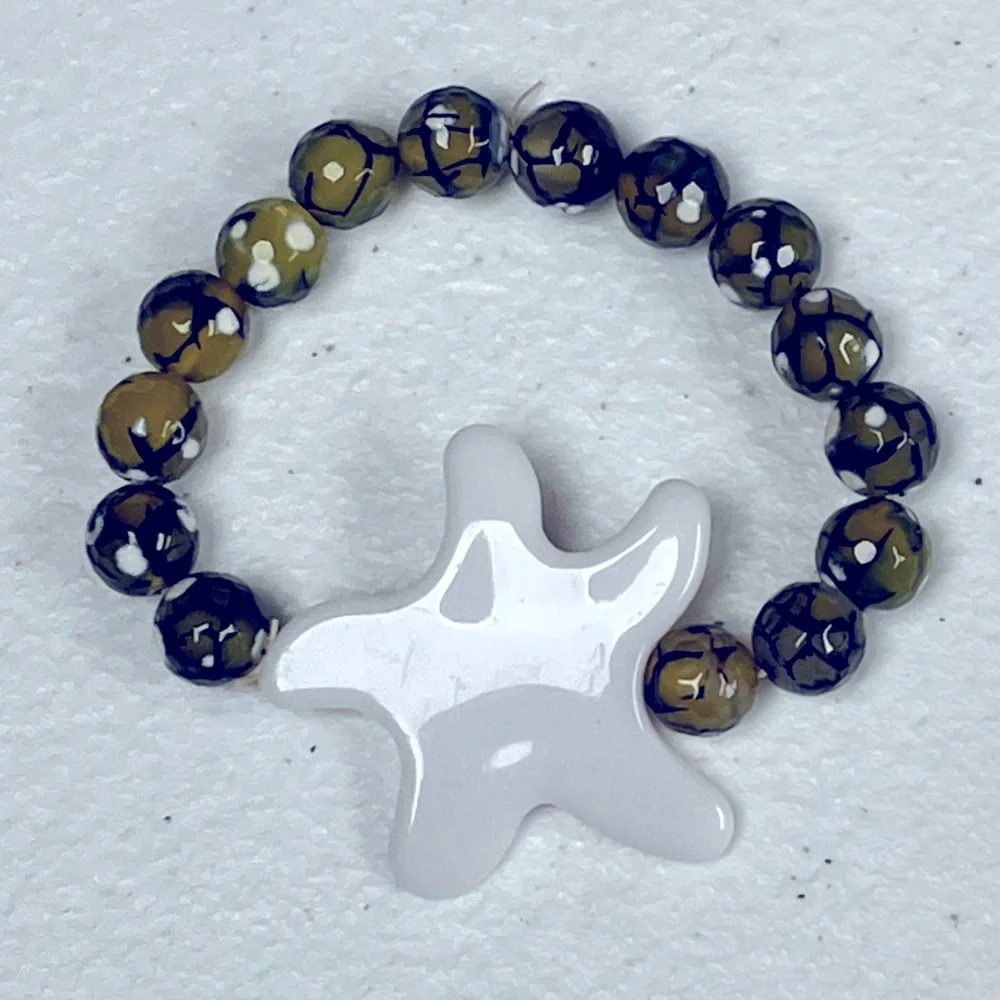 Starfish Blown Glass Bead Stretch Bracelet